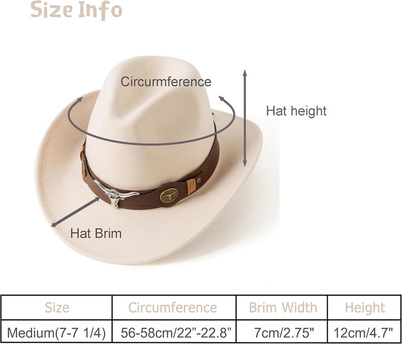 Gossifan Classic Womens Western Cowboy Cowgirl Hats with Wide Belt - Image 5